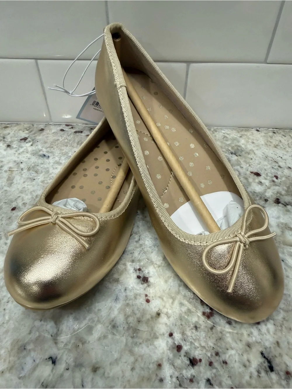 Cat & Jack Metallic Gold Girls' Slip-On Ballet Flats Size 2 NWT